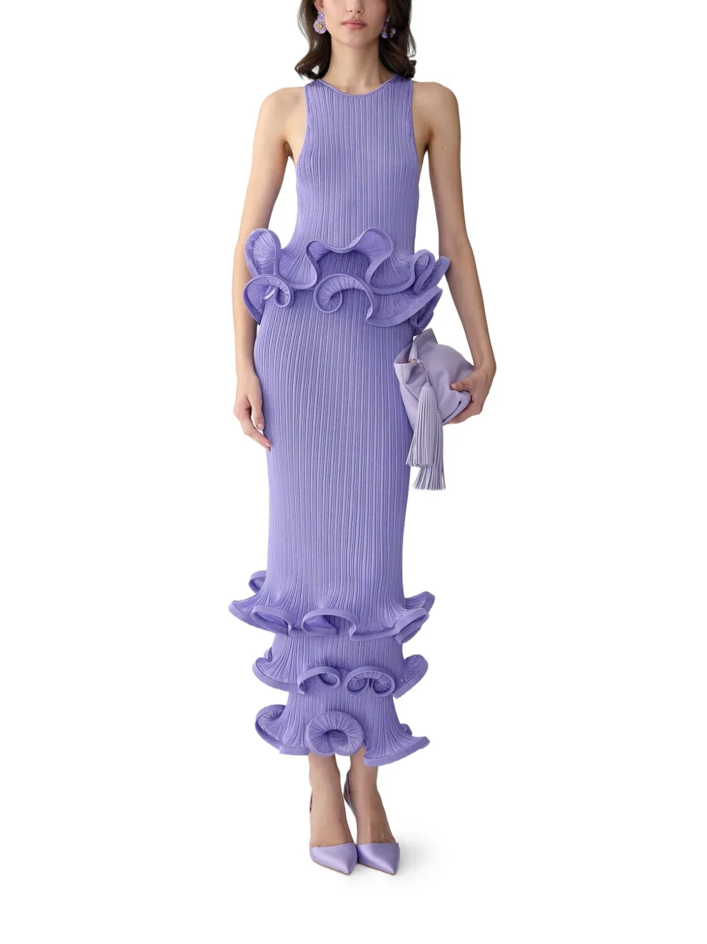 Carolina Herrera Mouwloze top met ruche afwerking Paars