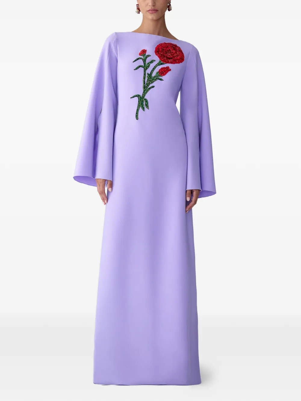 Carolina Herrera Tuniek met geborduurde anjer Paars