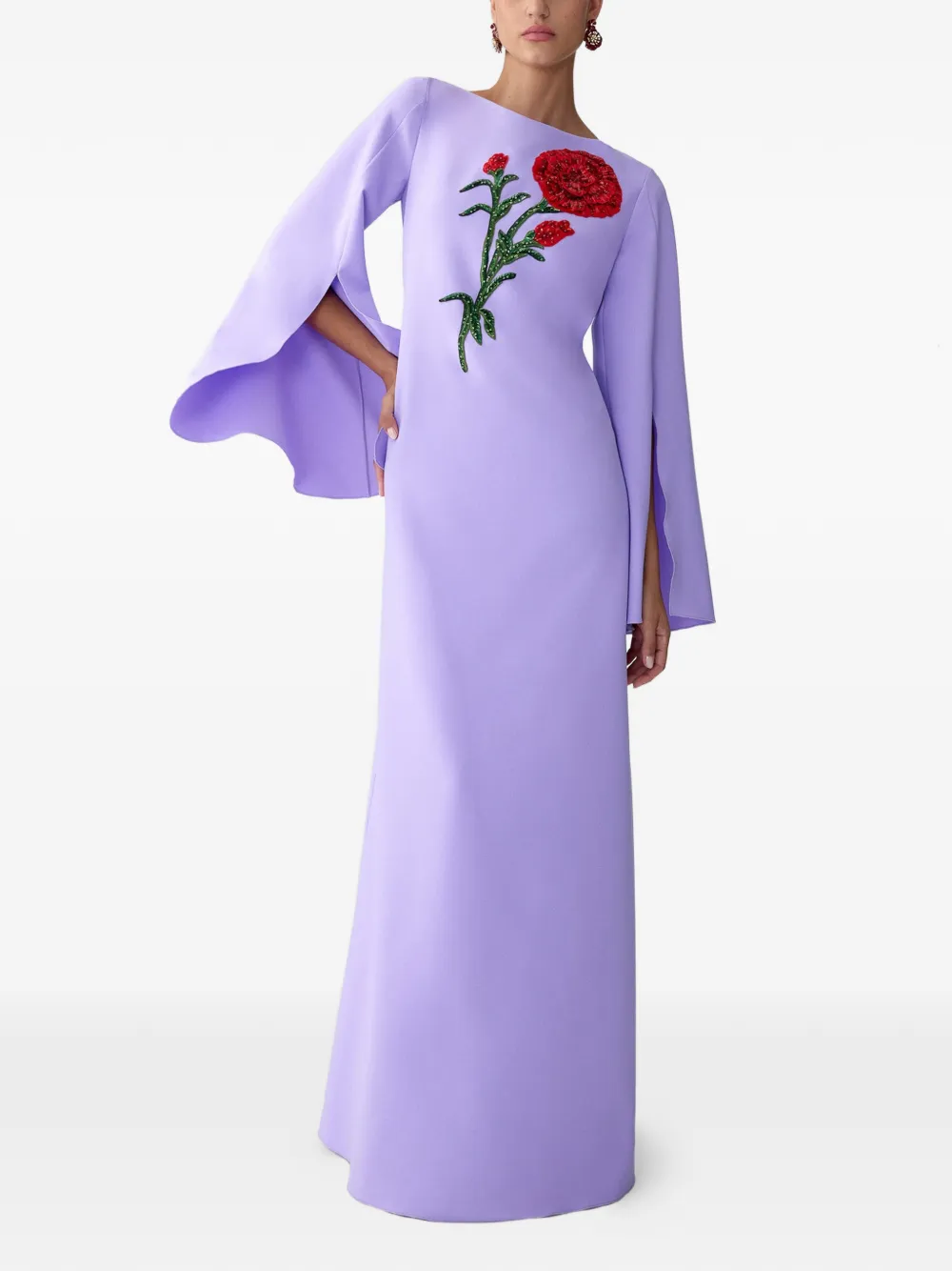 Carolina Herrera Tuniek met geborduurde anjer Paars