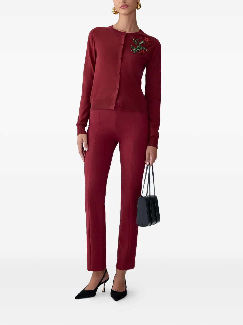 Carolina Herrera Vest met geborduurde kristallen Rood