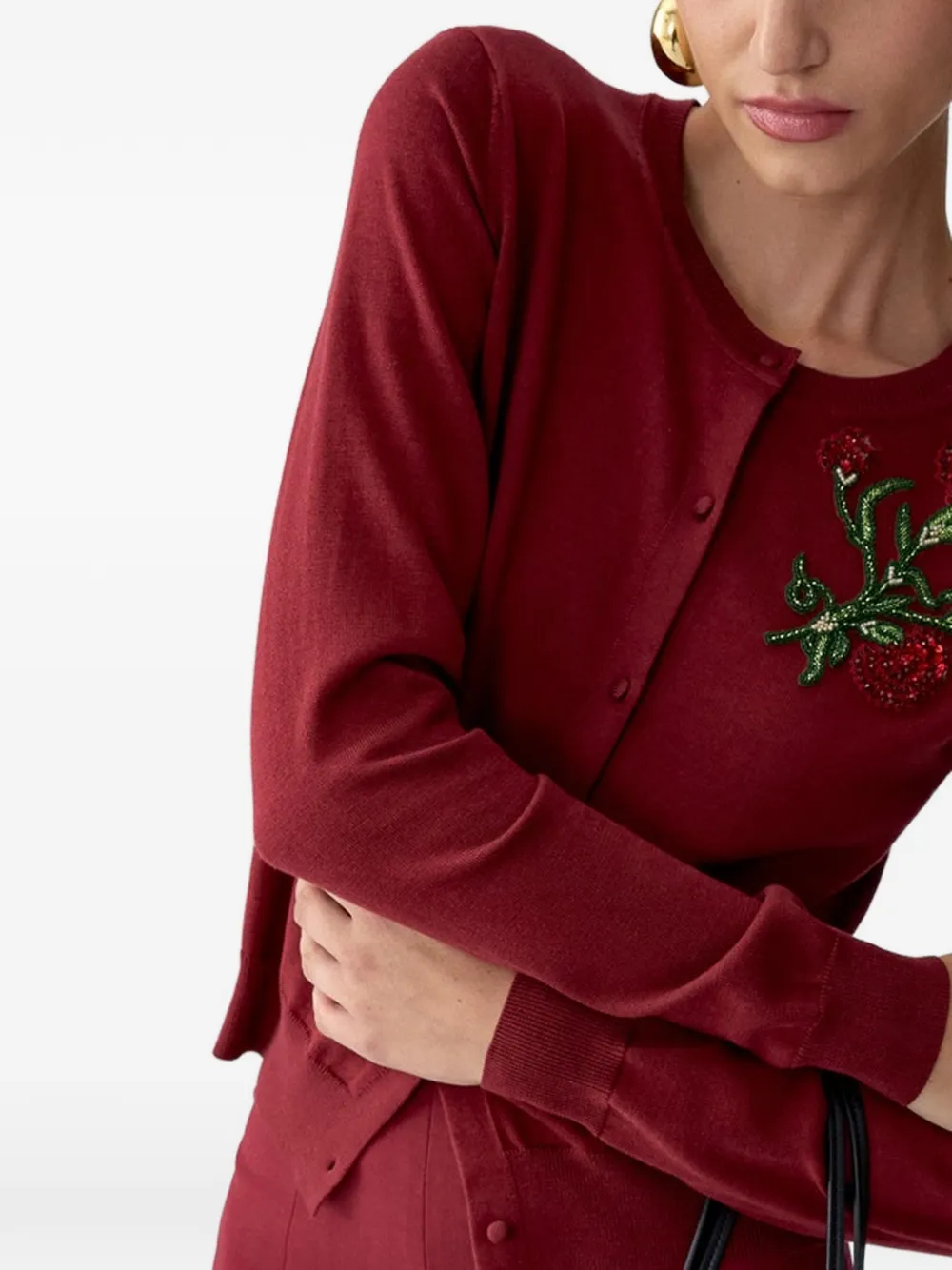 Carolina Herrera Vest met geborduurde kristallen Rood