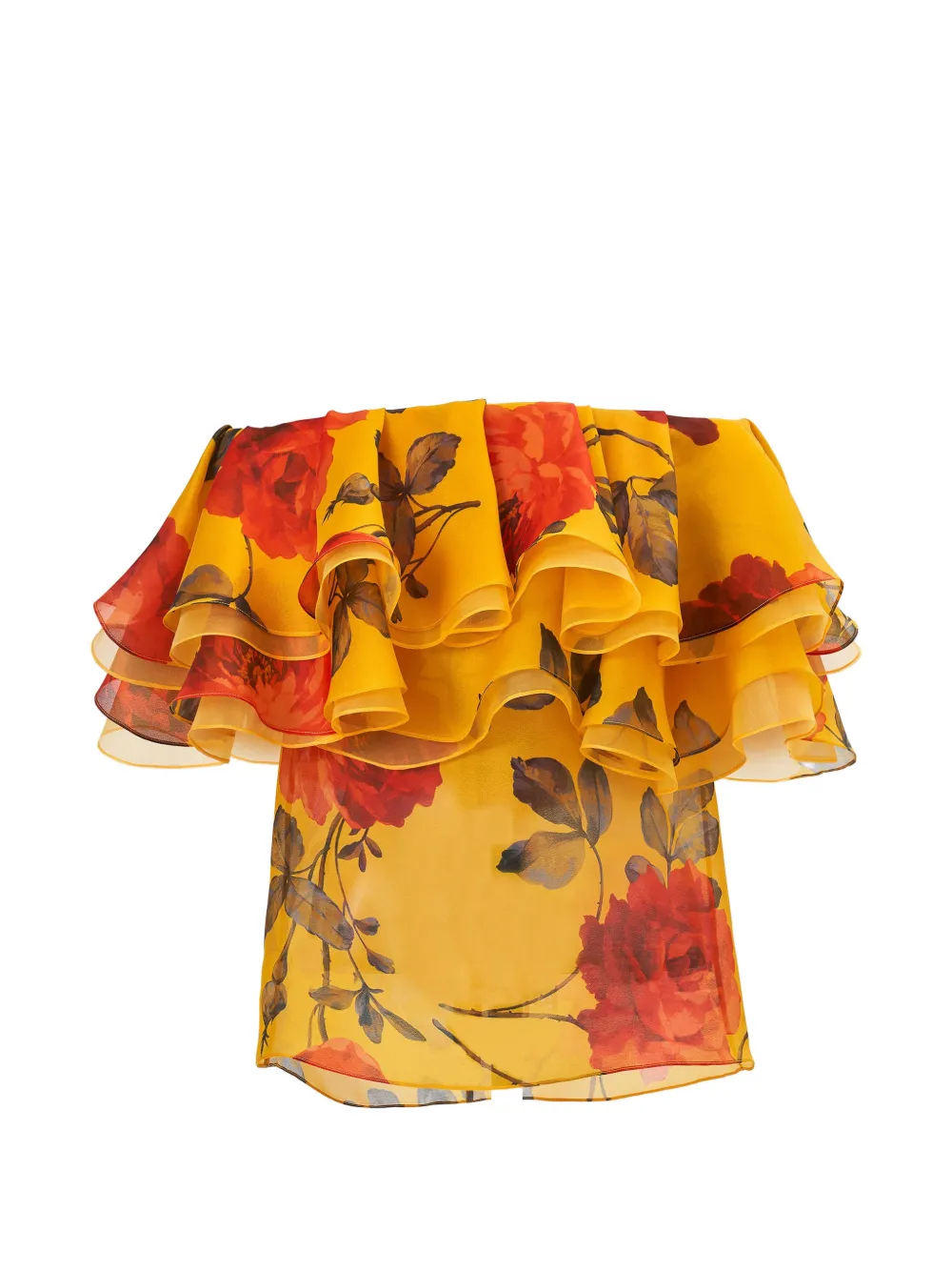 Carolina Herrera Top in organza con stampa - Giallo