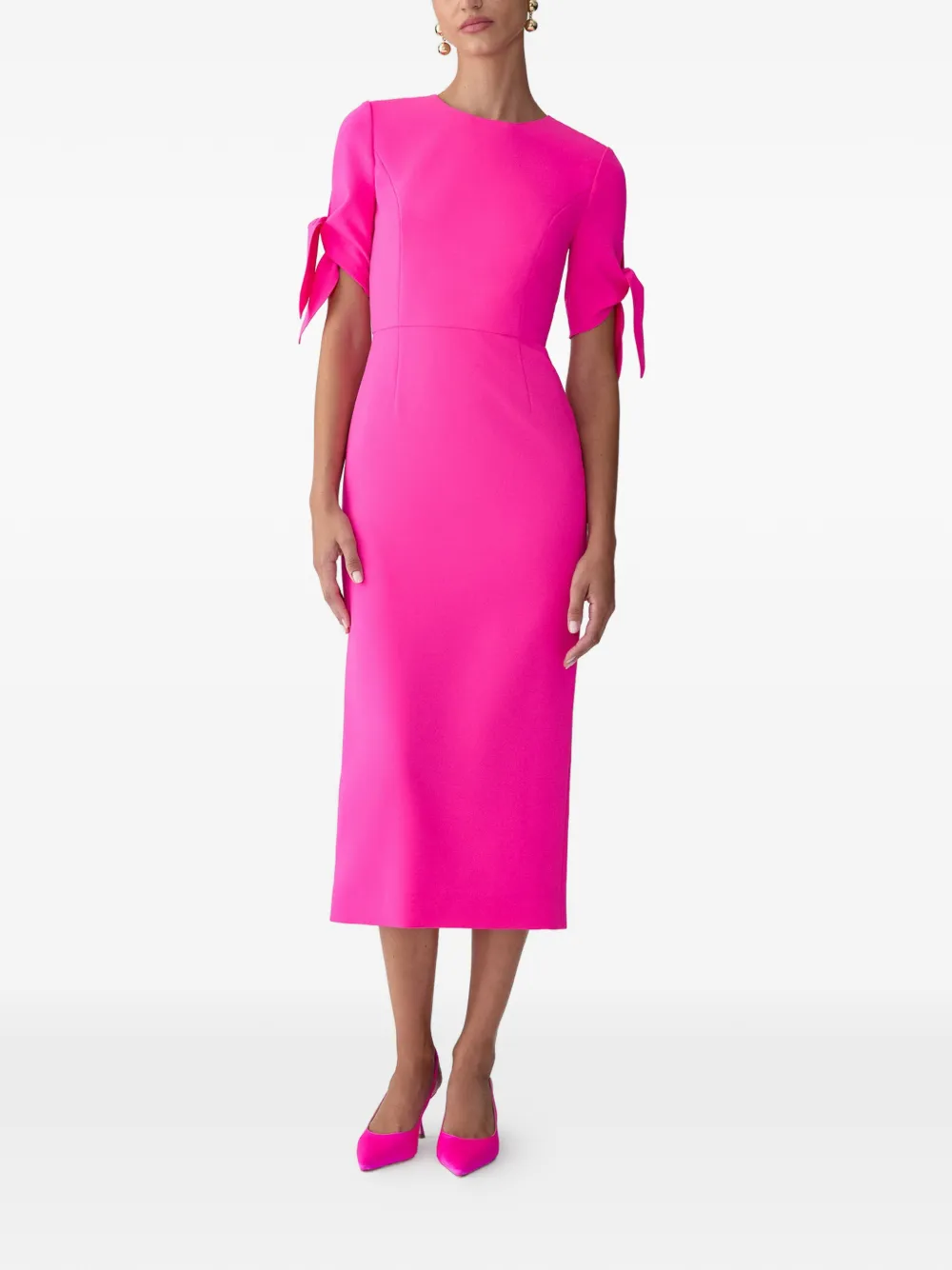 Carolina Herrera Midi-jurk met gestrikte mouwen Roze