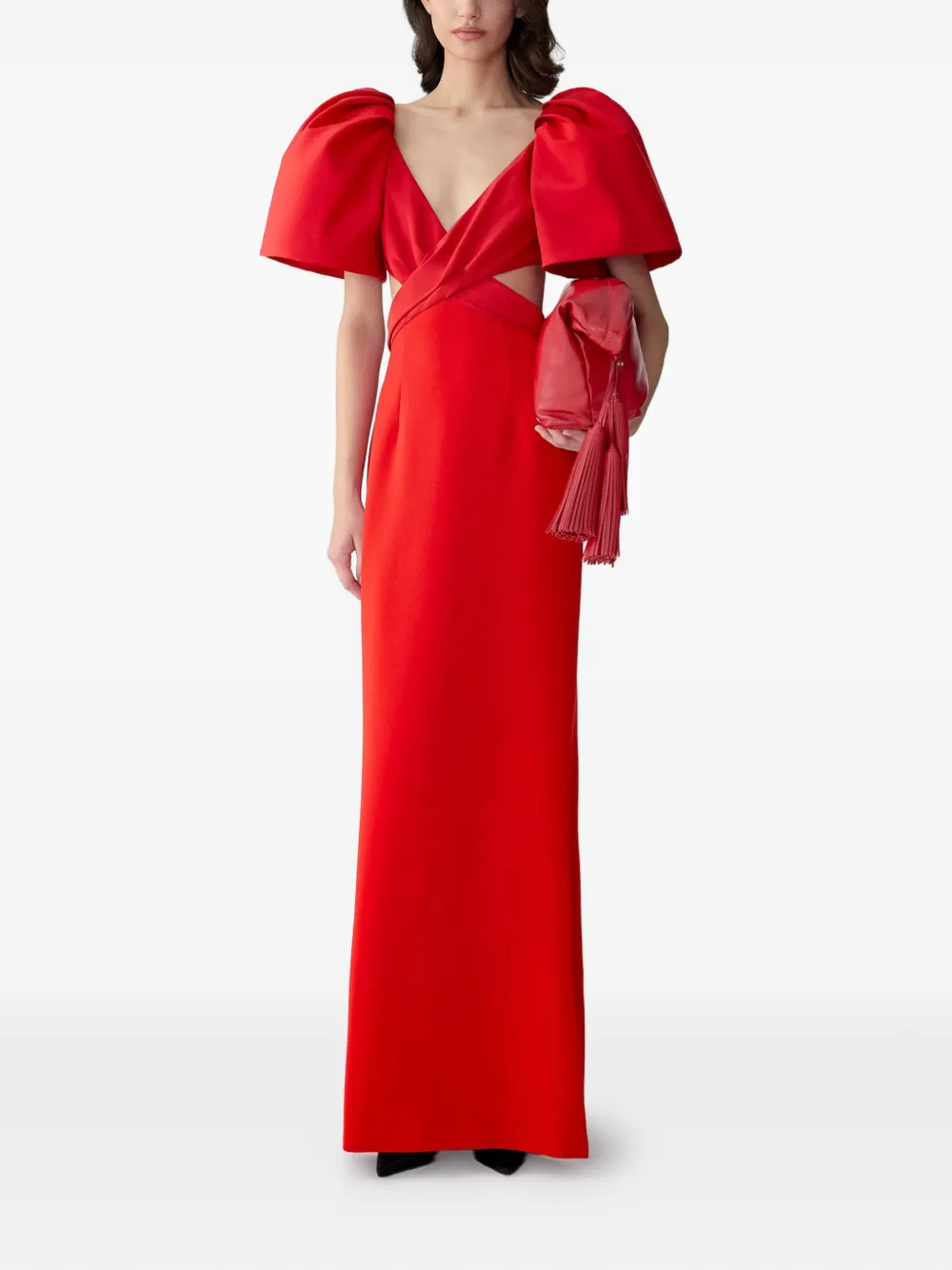 Carolina Herrera Avondjurk met uitgesneden details en klokmouwen Rood