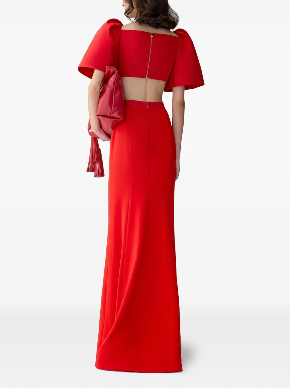 Carolina Herrera Avondjurk met uitgesneden details en klokmouwen Rood
