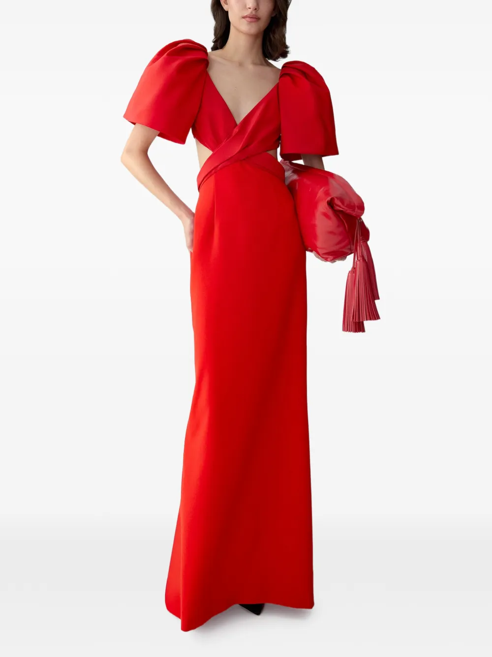 Carolina Herrera Avondjurk met uitgesneden details en klokmouwen Rood