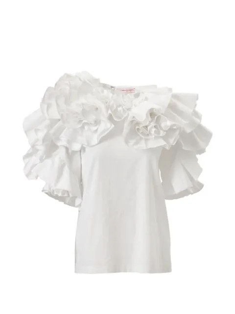 Carolina Herrera draped floral ruffled top 