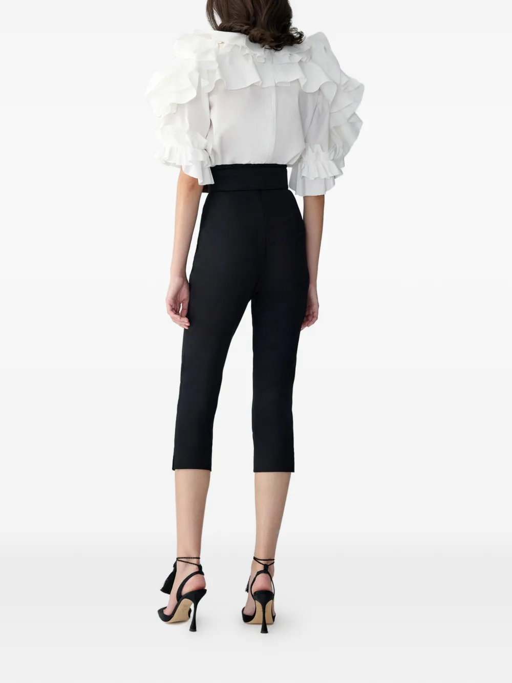  Carolina Herrera Draped Floral Ruffled Top ‌ - White 