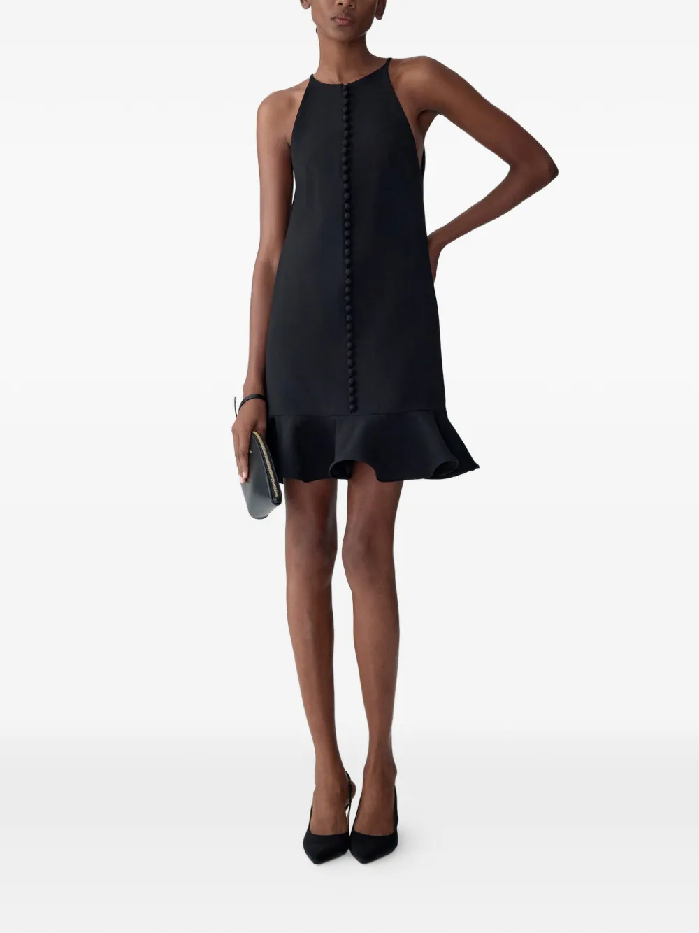 Carolina Herrera Midi-jurk met ruches Zwart