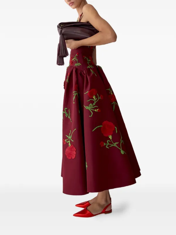 carnation red dress Carnation-Embroidered Mini Dress
