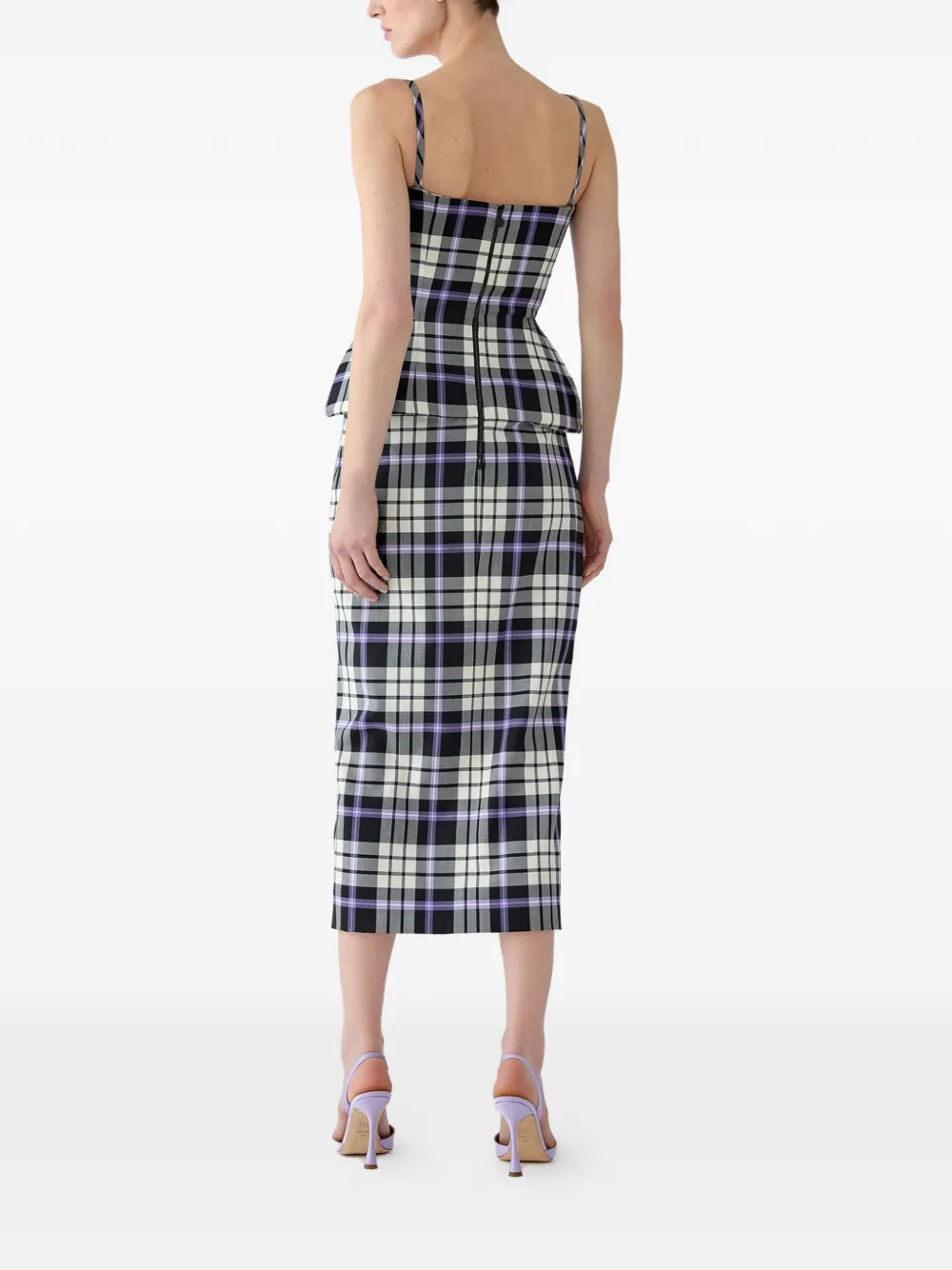 Carolina Herrera Trompe L'oeil geruite jurk Zwart