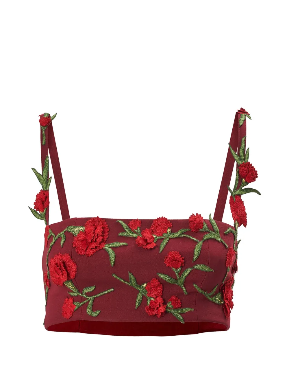 Carolina Herrera Top con ricamo a fiori - Rosso