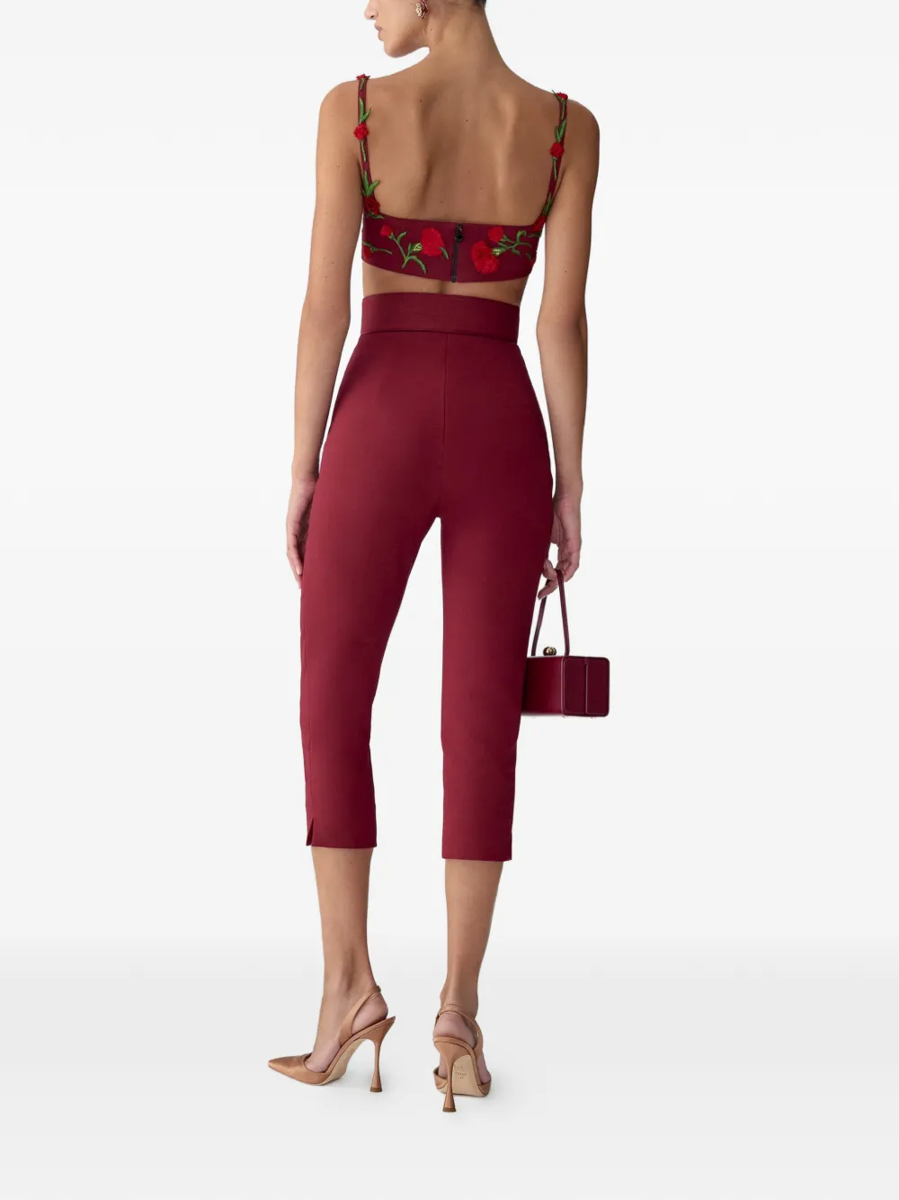 Carolina Herrera Bandeau top met geborduurde bloemen Rood