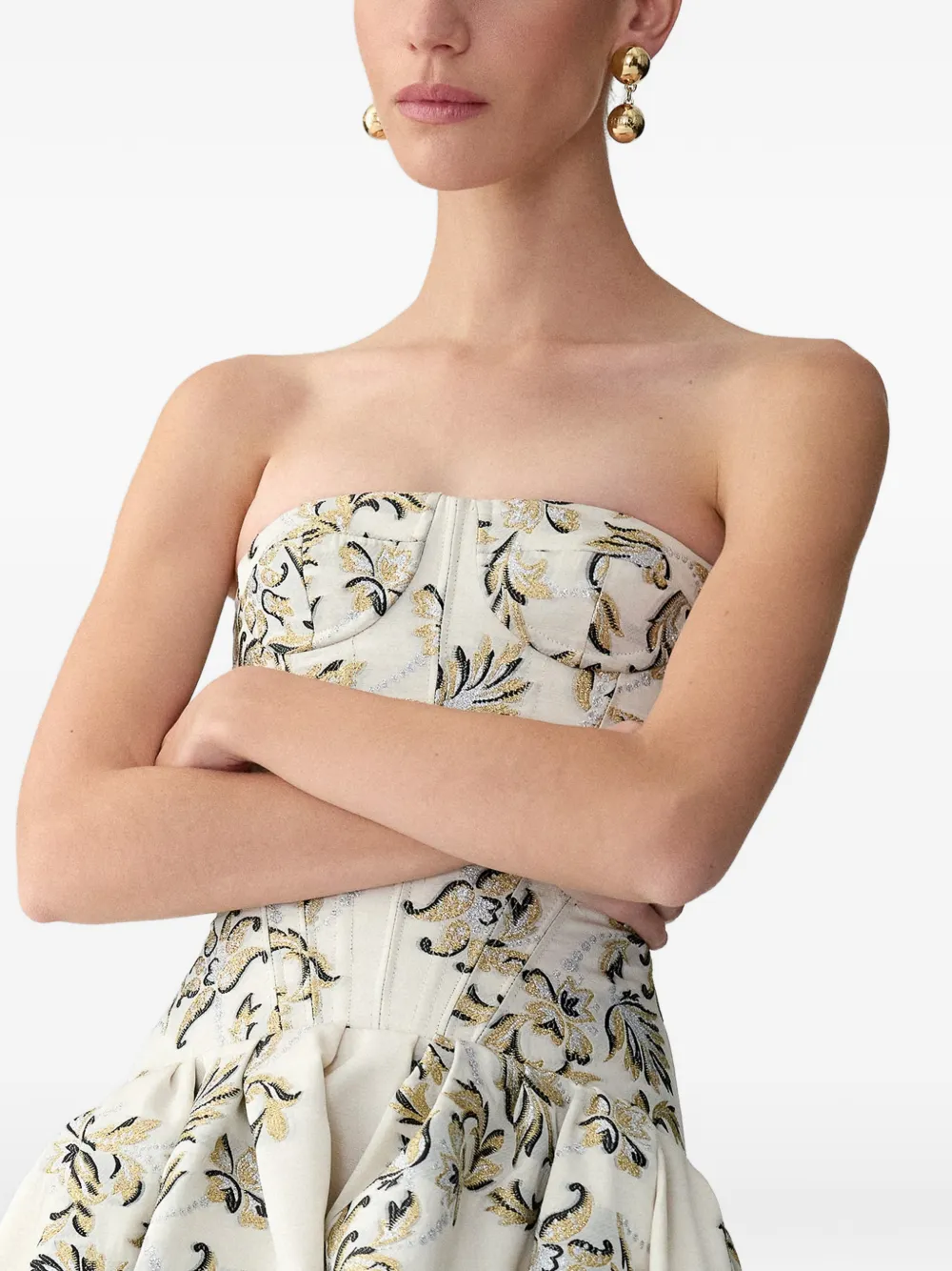 Carolina Herrera Gold Ball Drop Earrings, view 2