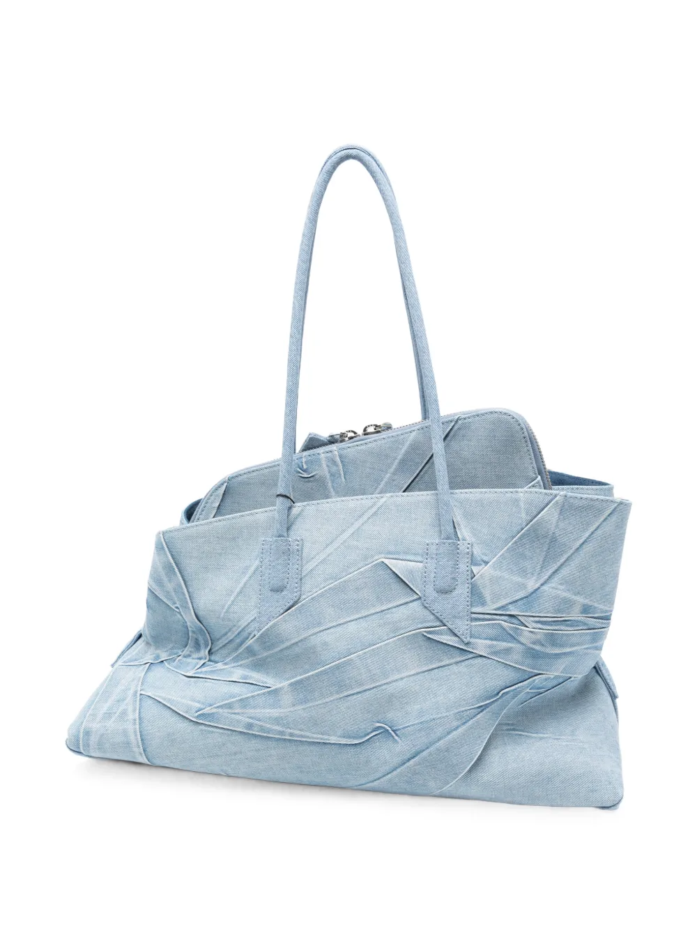 The Attico medium La Passeggiata panelled denim shoulder bag - Blau