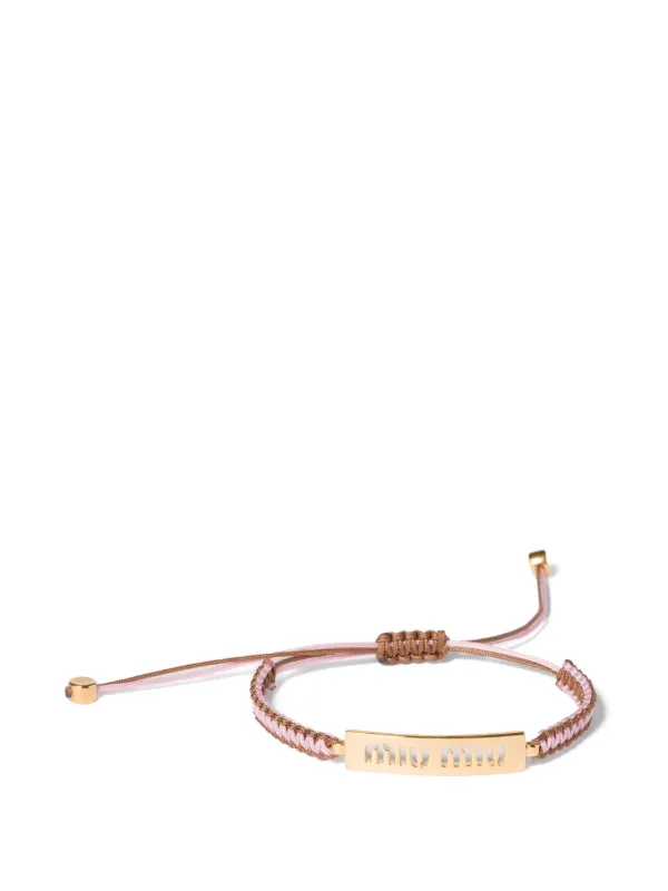 Miu Miu Cotton and Metal Bracelet in Pink