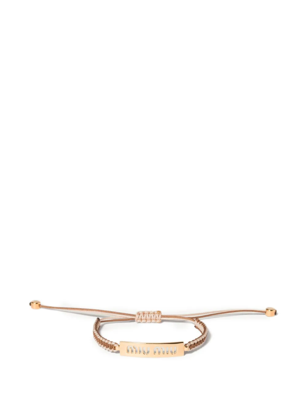 Miu Miu Cotton And Metal Bracelet In Gold