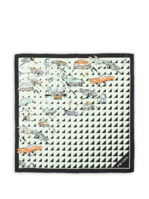 Prada プリント シルクスカーフ | ブラック | FARFETCH JP
