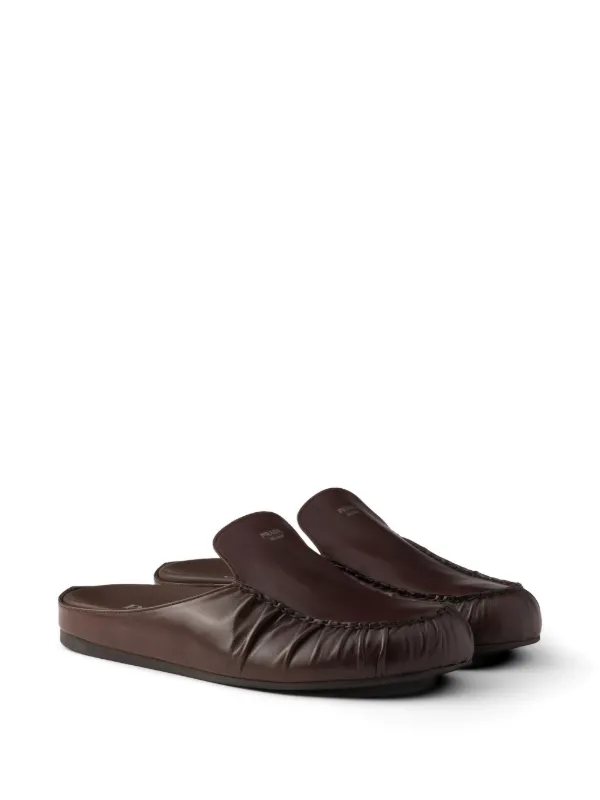 Prada Leather Mules | Brown | FARFETCH NZ
