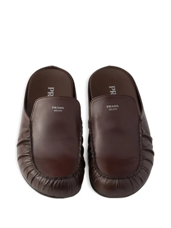 Prada Leather Mules | Brown | FARFETCH NZ