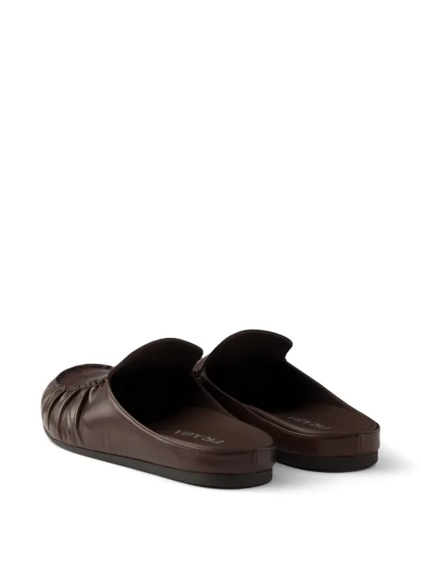 Prada Leather Mules | Brown | FARFETCH NZ