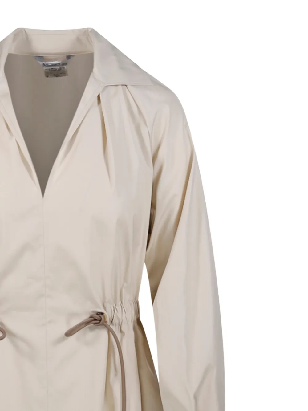 Max Mara Midi-jurk met trekkoordsluiting en V-hals Beige