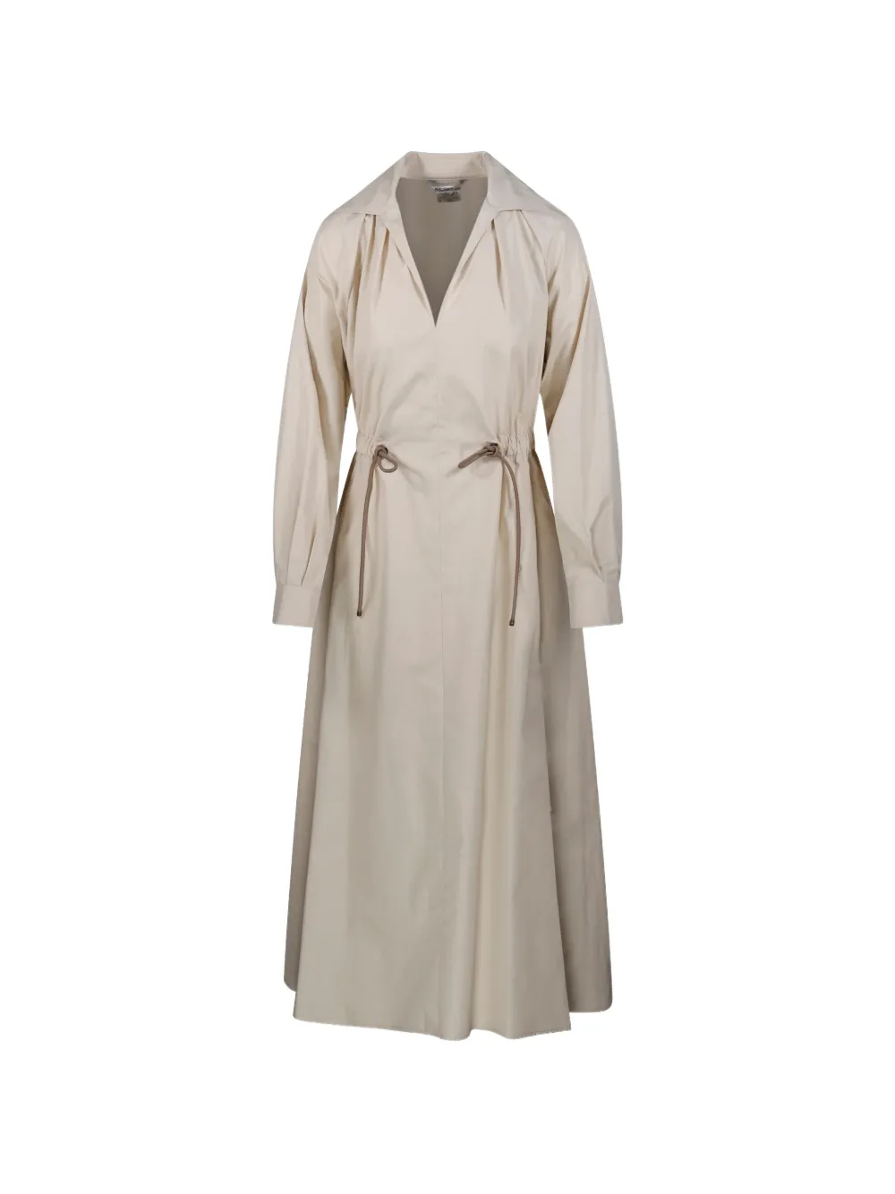 Max Mara drawstring-fastening V-neck midi dress - Toni neutri