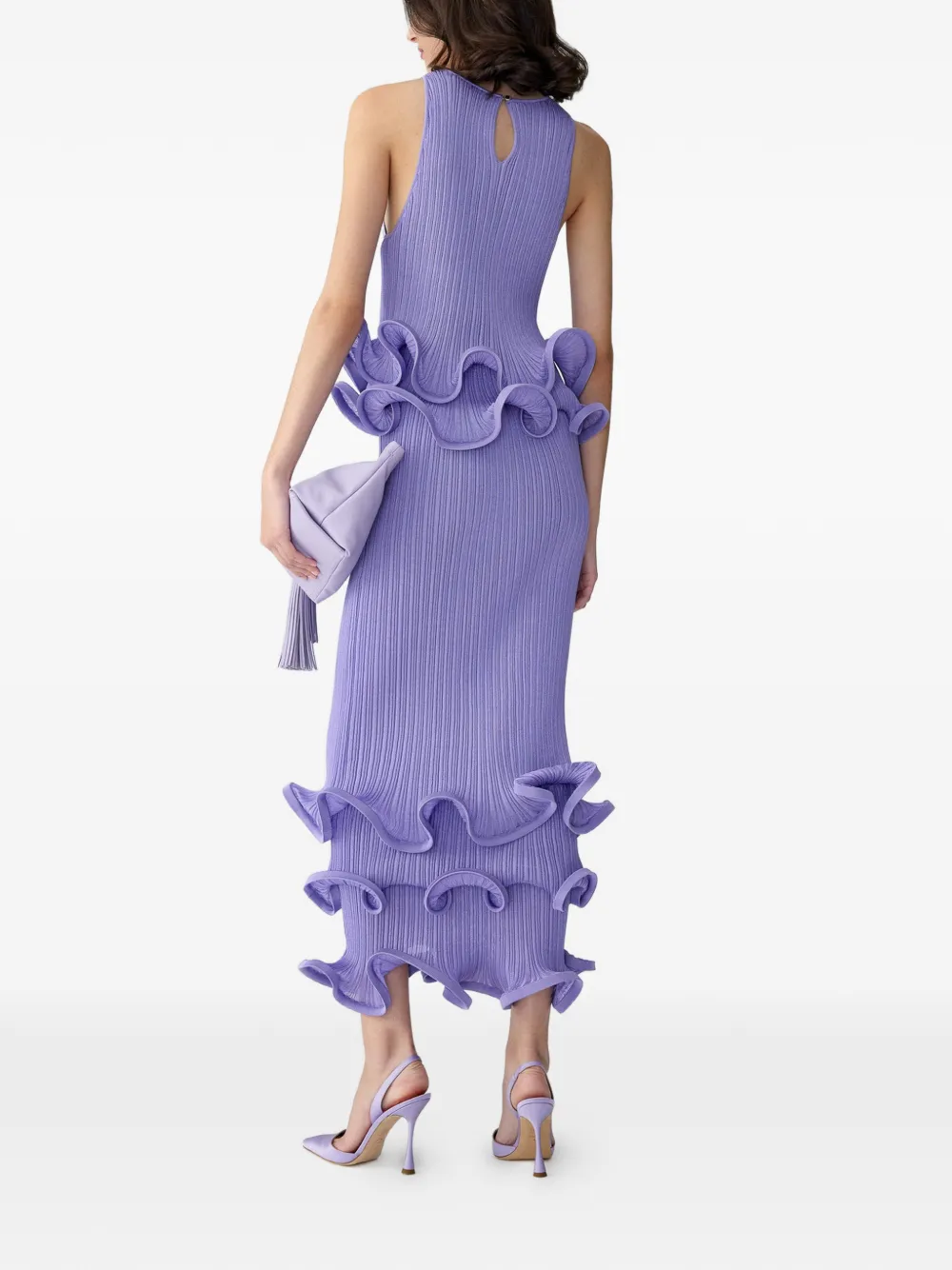 Carolina Herrera Kokerrok met ruches Paars