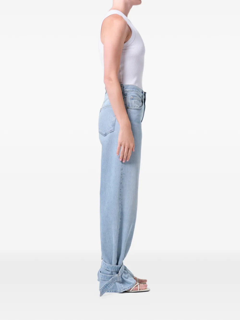 Cinched Hem Loose Taper Straight-Leg Jeans