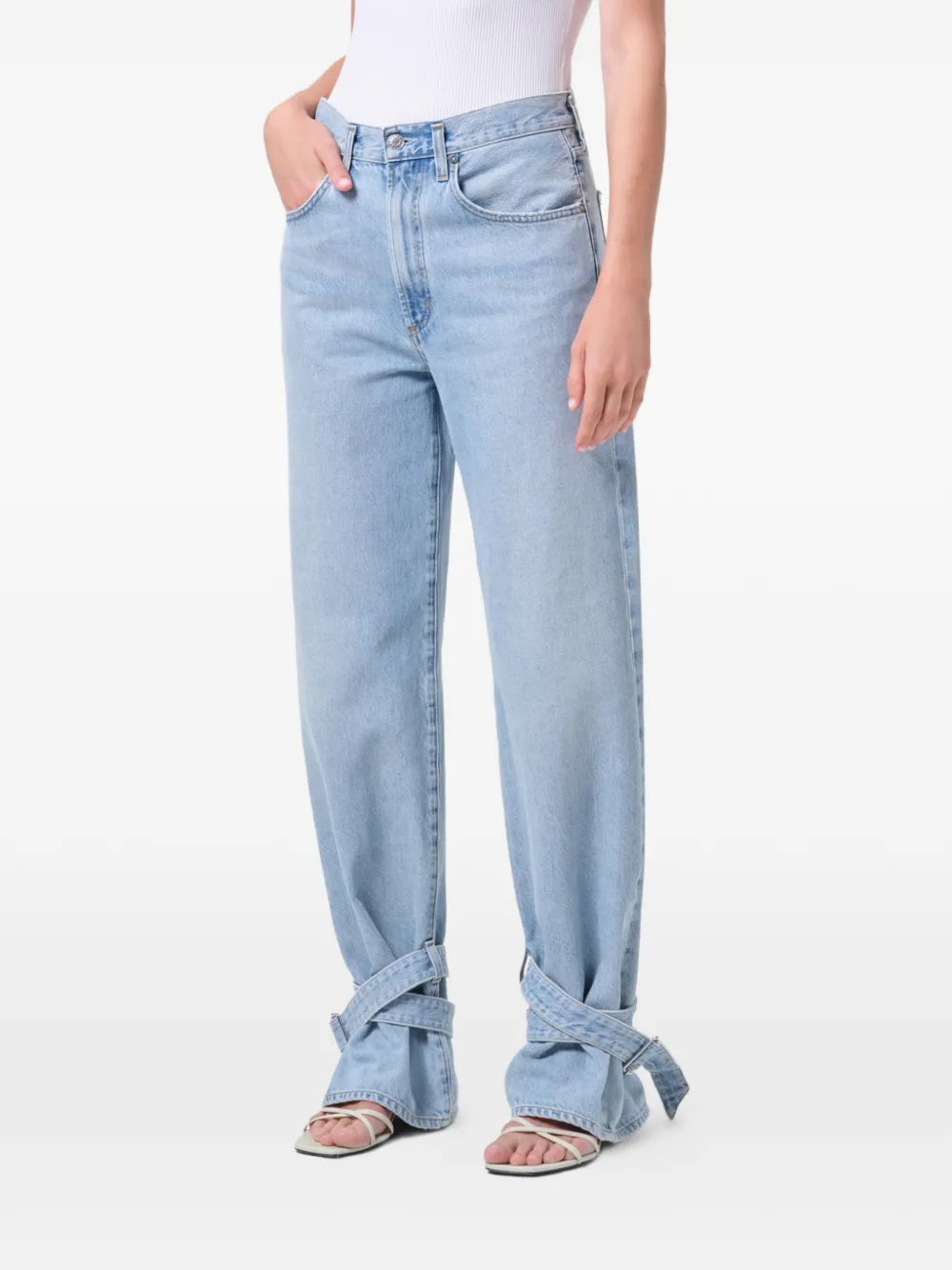Cinched Hem Loose Taper Straight-Leg Jeans