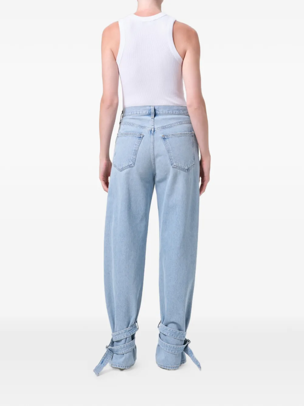 Cinched Hem Loose Taper Straight-Leg Jeans