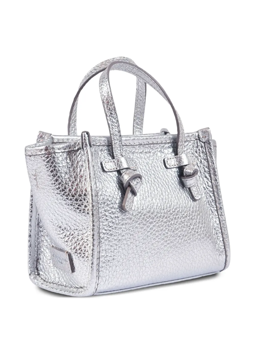 GIANNI CHIARINI Leren tas met handgreep en textuur Zilver