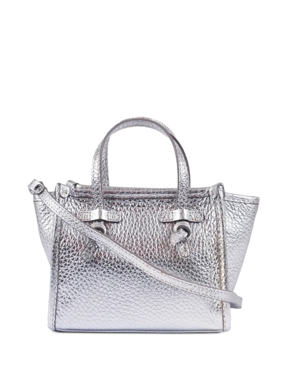 GIANNI CHIARINI Leren tas met handgreep en textuur Zilver