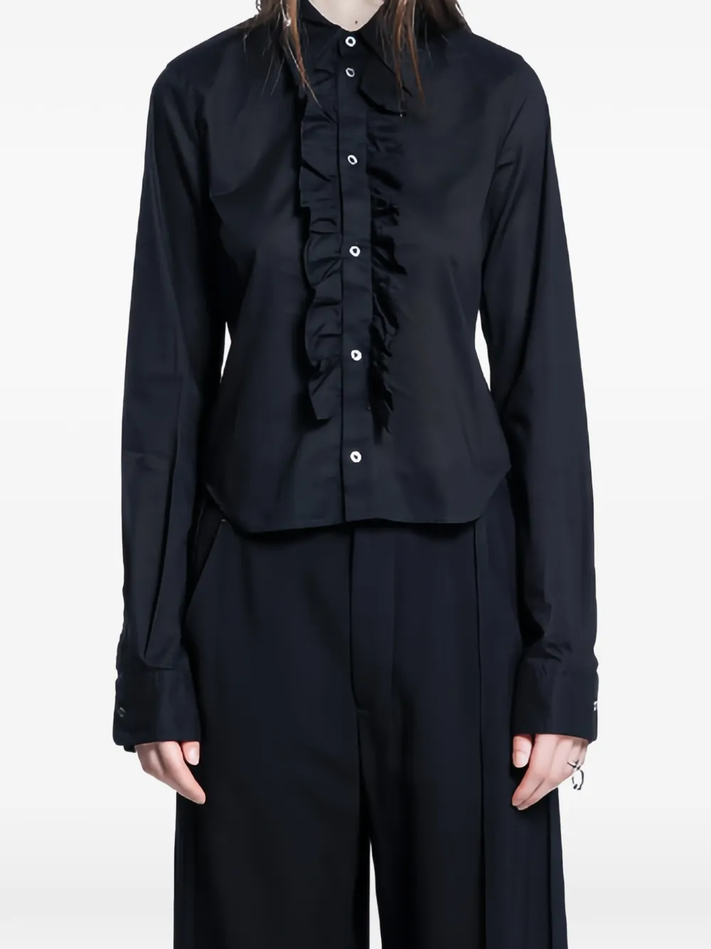 Ann Demeulemeester Camicia Erma con ruches - Nero