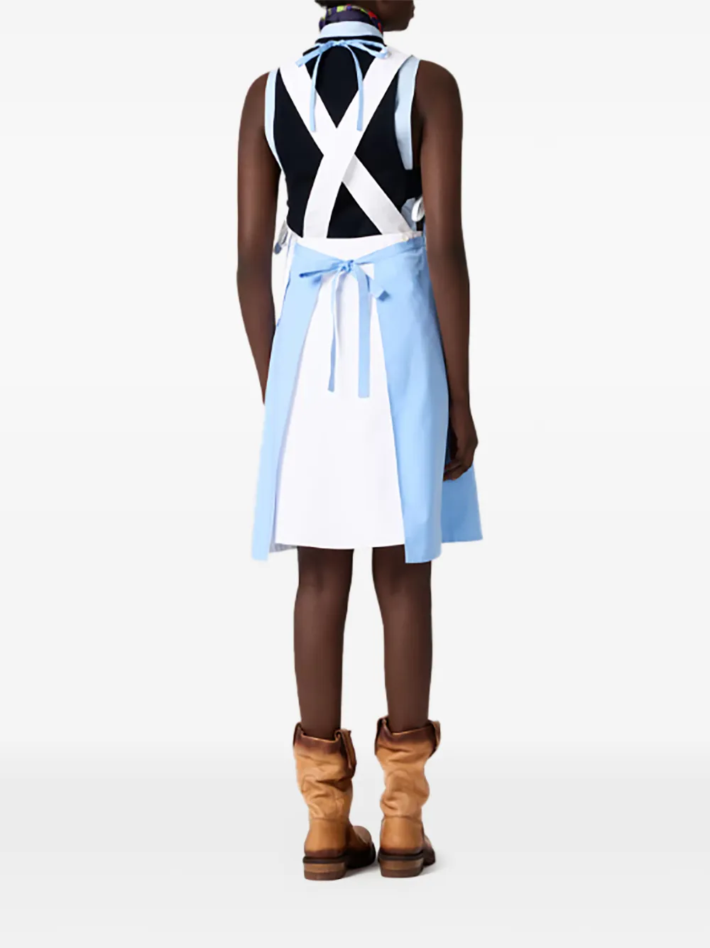 Miu Mouwloze jurk met striksluiting Blauw