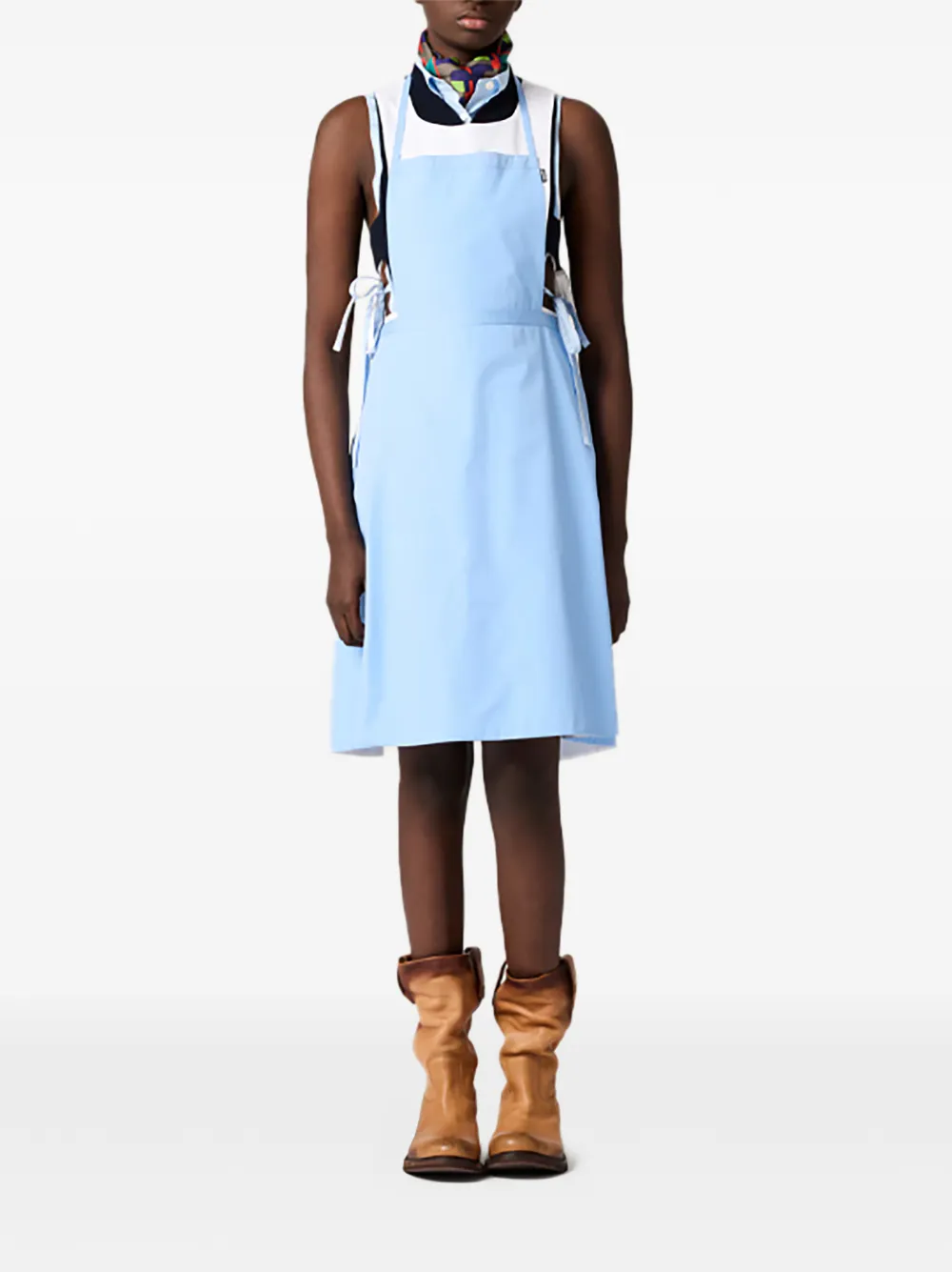 Miu Mouwloze jurk met striksluiting Blauw