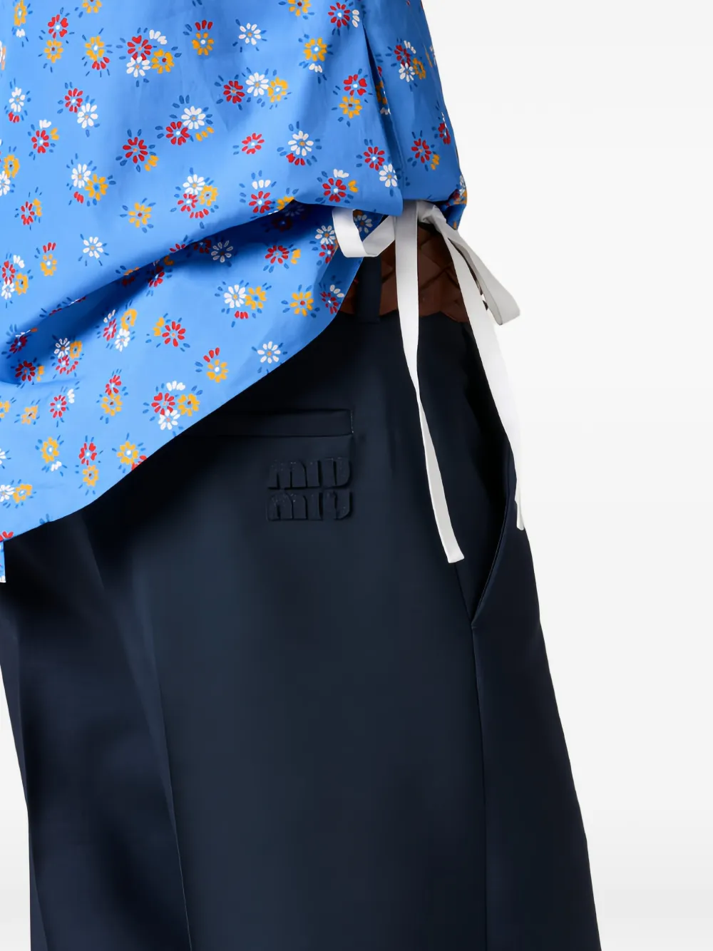 Miu Broek met toelopende pijpen Blauw