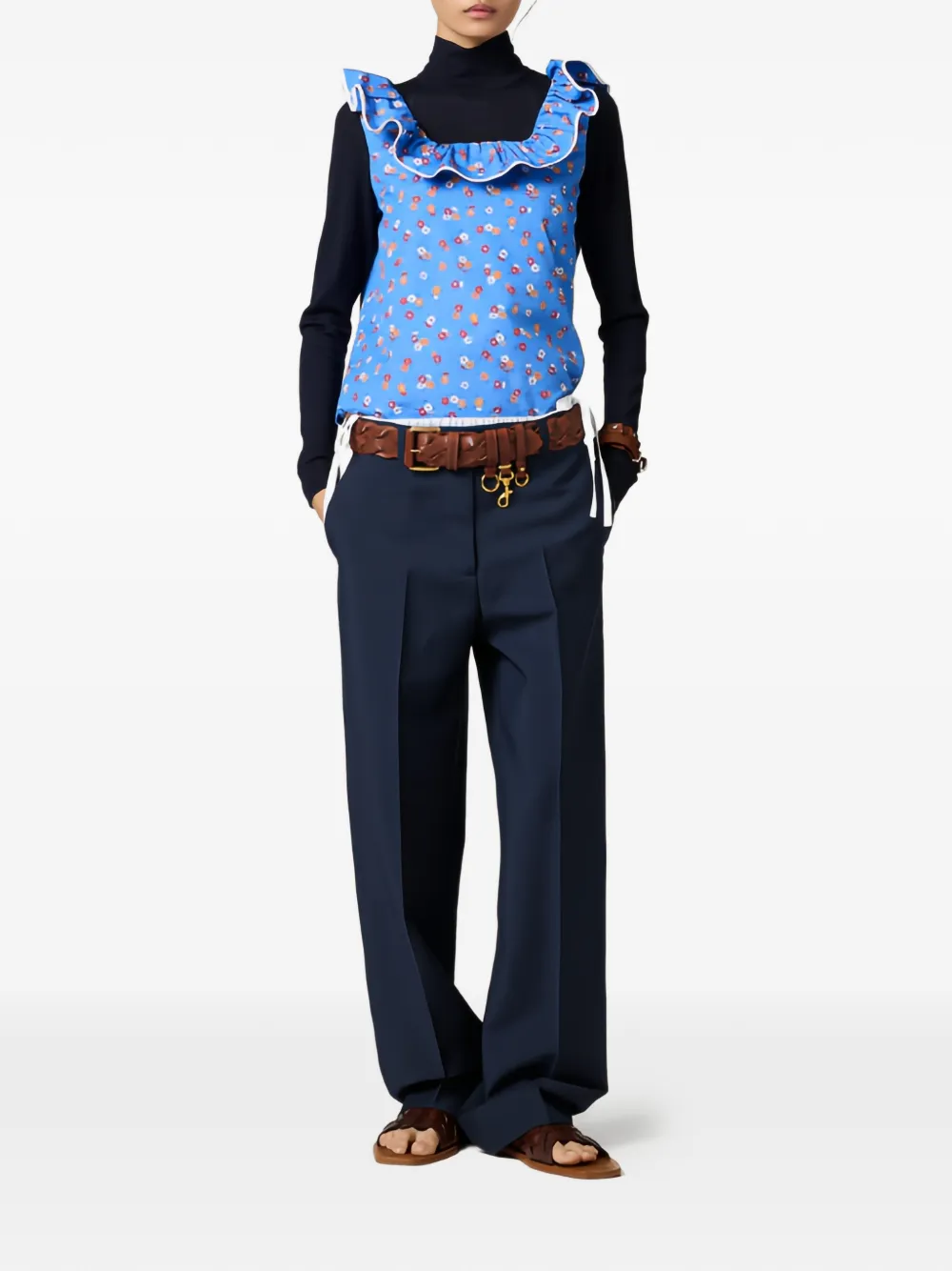Miu Broek met toelopende pijpen Blauw