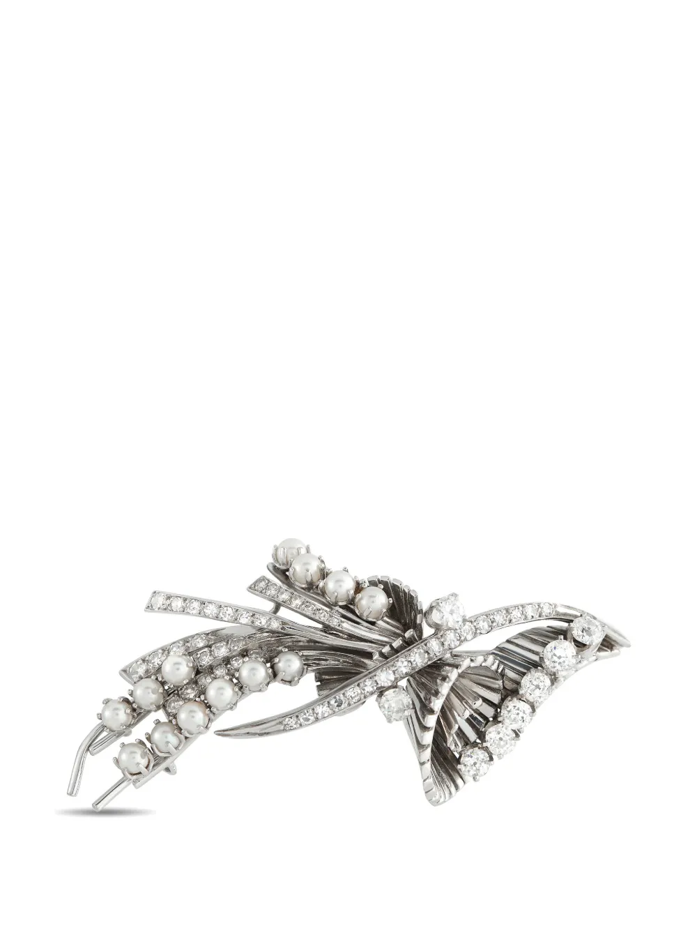 LB Exclusive diamond pearl brooch - Argento