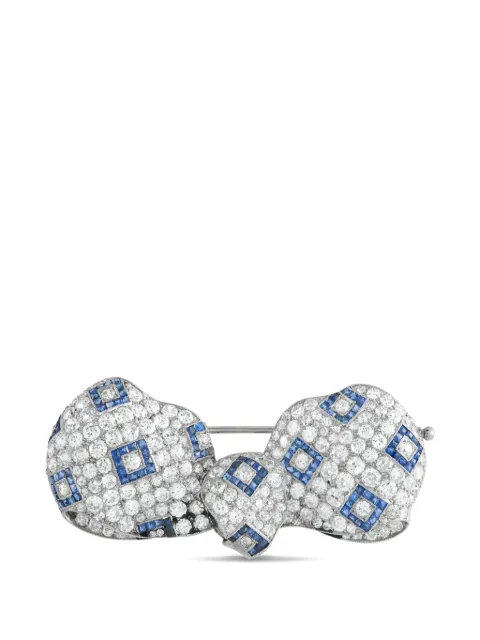 LB Exclusive diamond sapphire bow brooch