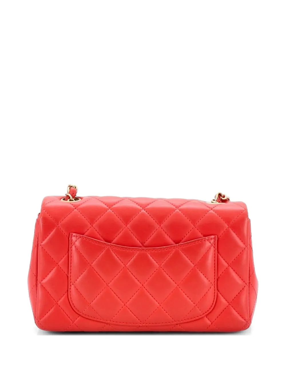 CHANEL Pre-Owned Borsa a tracolla Classic Flap mini in pelle di agnello trapuntata metallizzata - Rosso