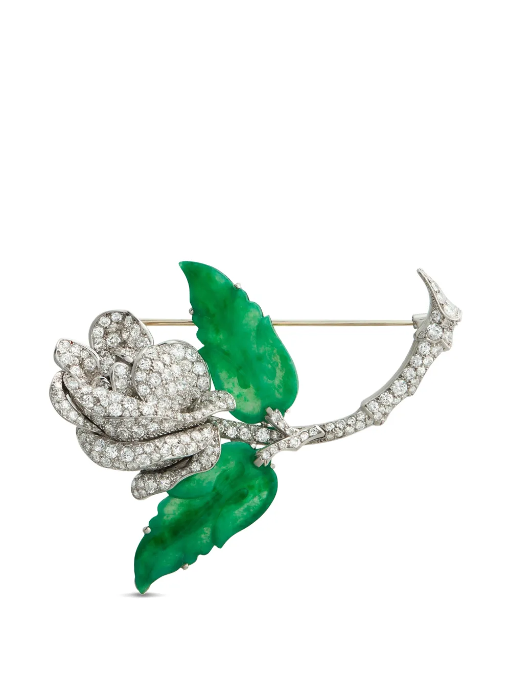 LB Exclusive jade diamond rose-shape brooch - Argento