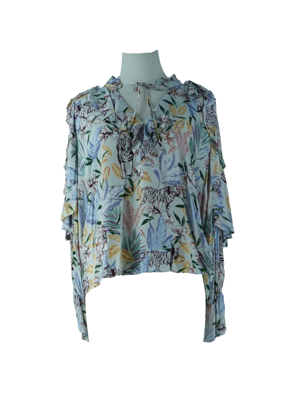 Maje floral-print ruffled blouse - Bianco