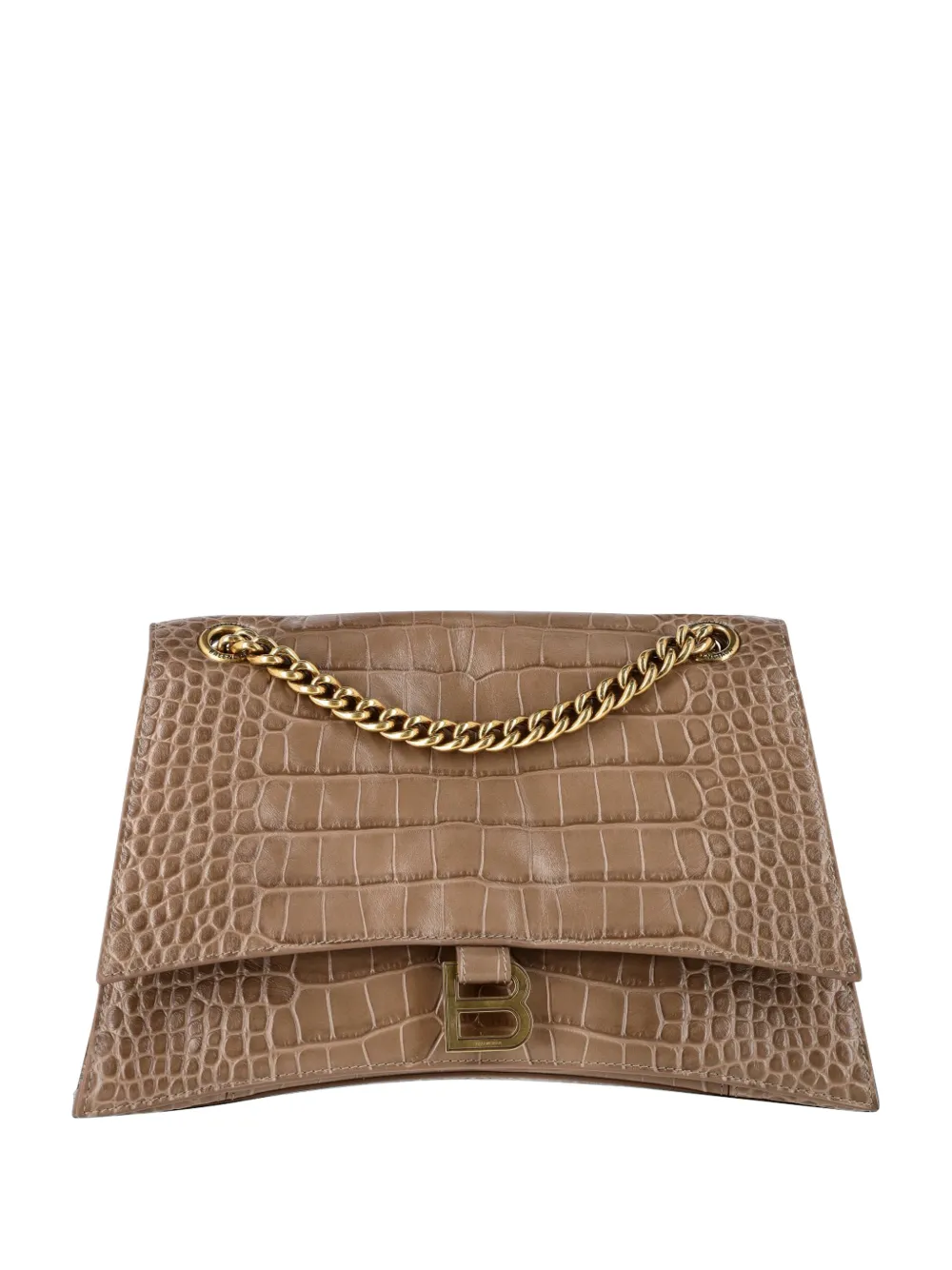 Balenciaga Pre-Owned medium crush croc-embossed shoulder bag - Marrone