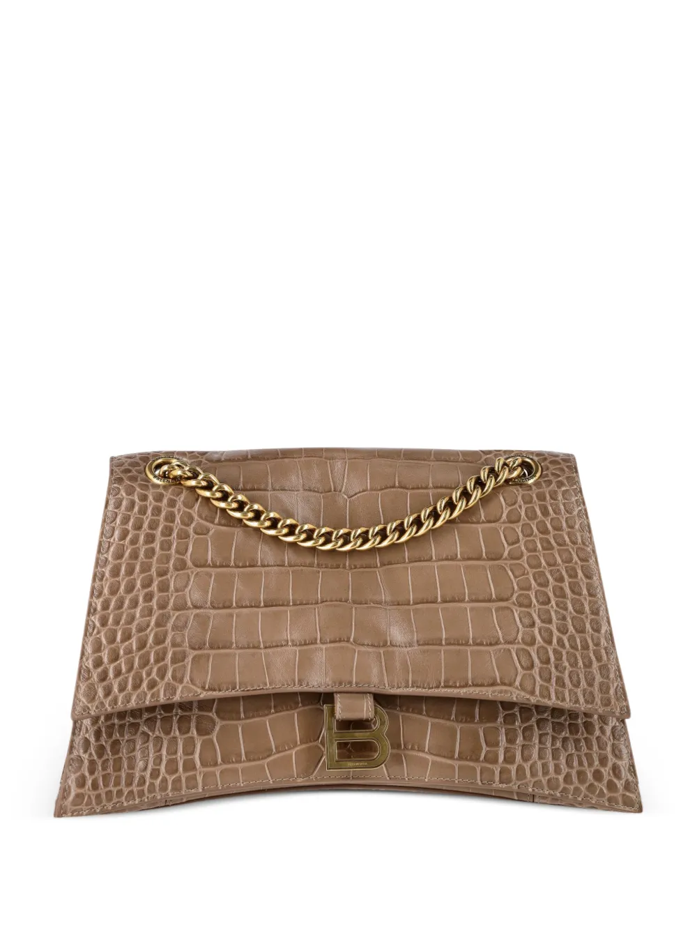 Balenciaga Pre-Owned medium crush croc-embossed shoulder bag - Marrone