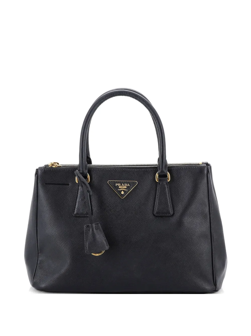 Prada Pre-Owned Double Zip Lux Saffiano Leather Small tote bag - Nero