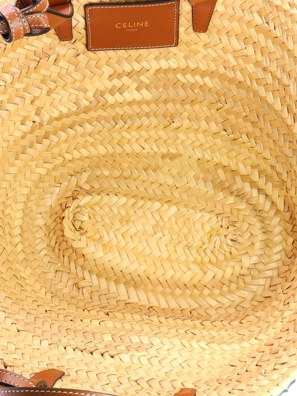 Triomphe Basket Shoulder Bag Raffia With Leather Medium Tote Bag