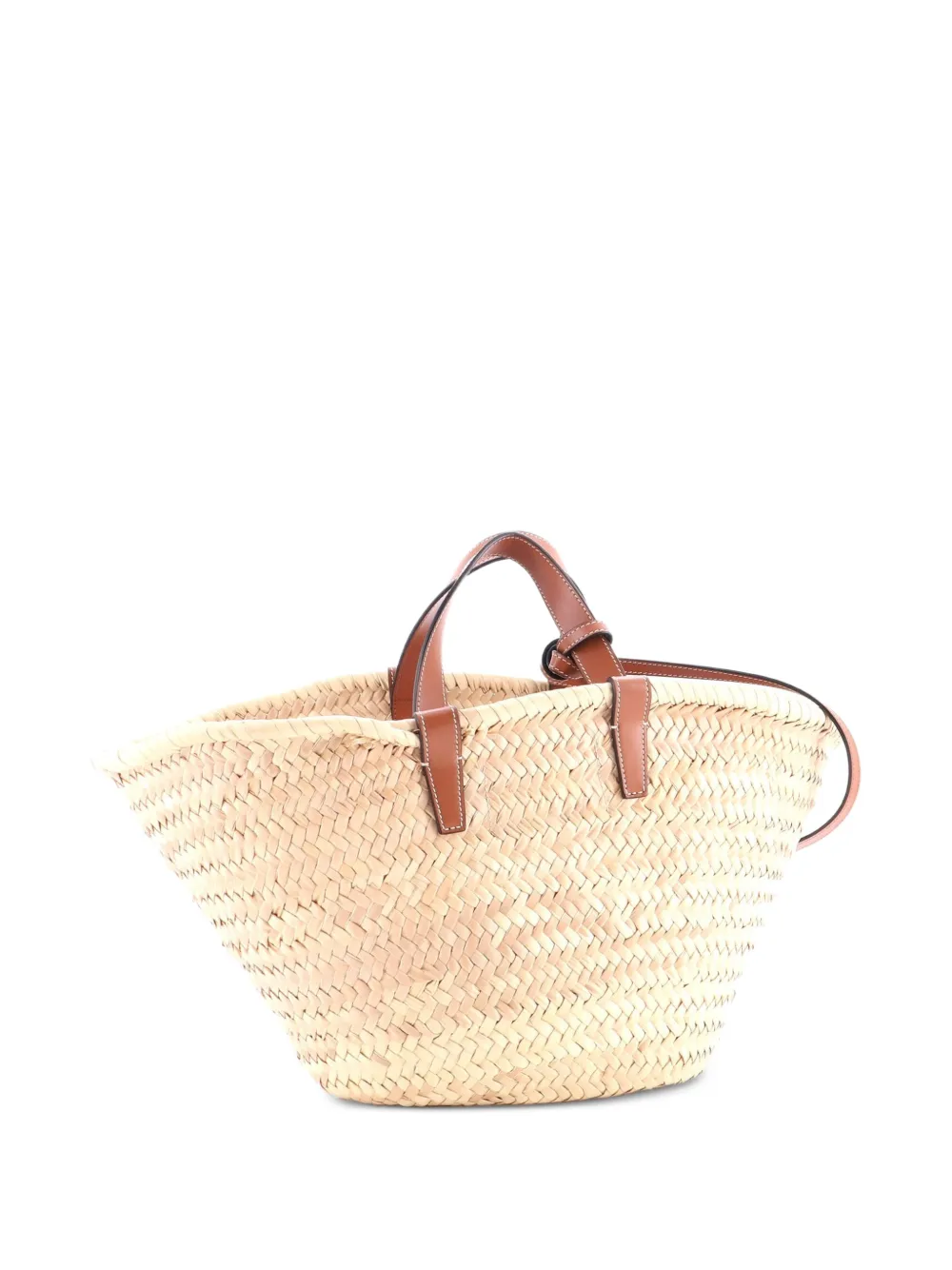 Triomphe Basket Shoulder Bag Raffia With Leather Medium Tote Bag