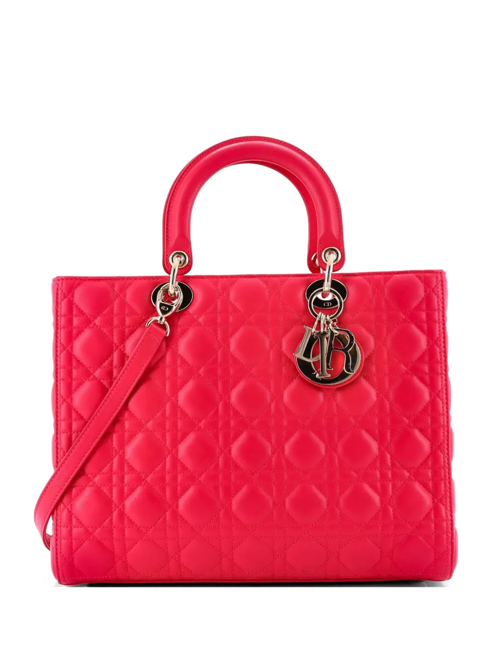 Christian Dior Pre-Owned Borsa tote Lady Dior grande in pelle di agnello trapuntata con motivo Cannage - Rosa