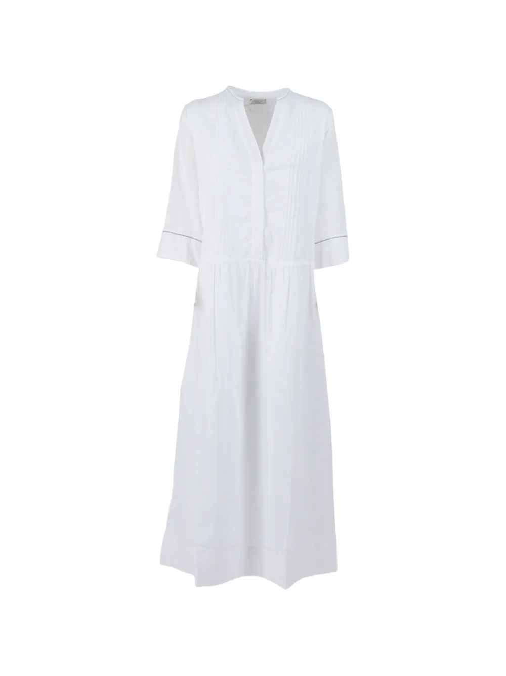 Peserico pintuck V-neck dress - White